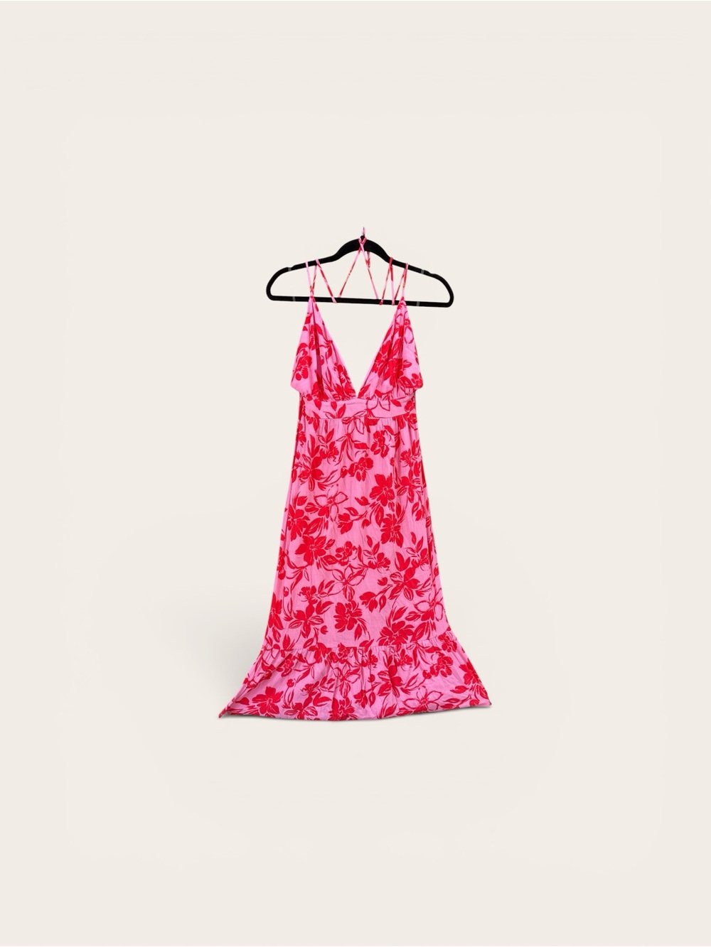Anthropologie Pink and Red Floral Maxi Dress